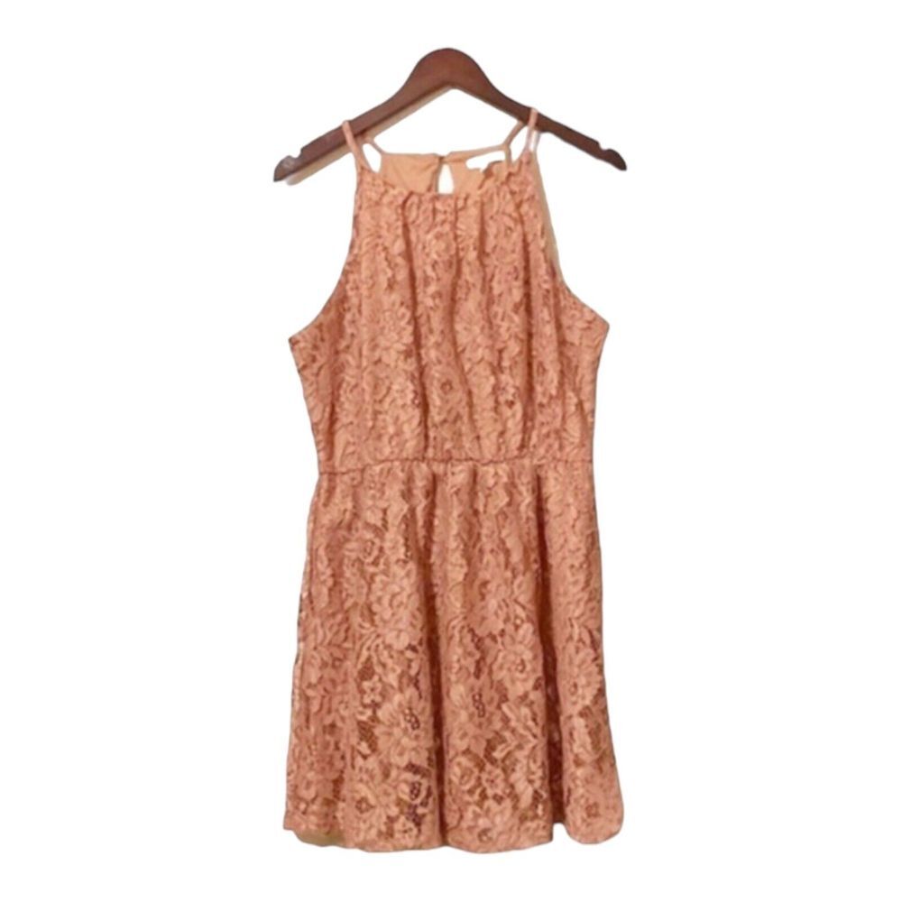 Maurices Peach Lace Halter Dress‎ Romantic Summer Cocktail Party Elegant L